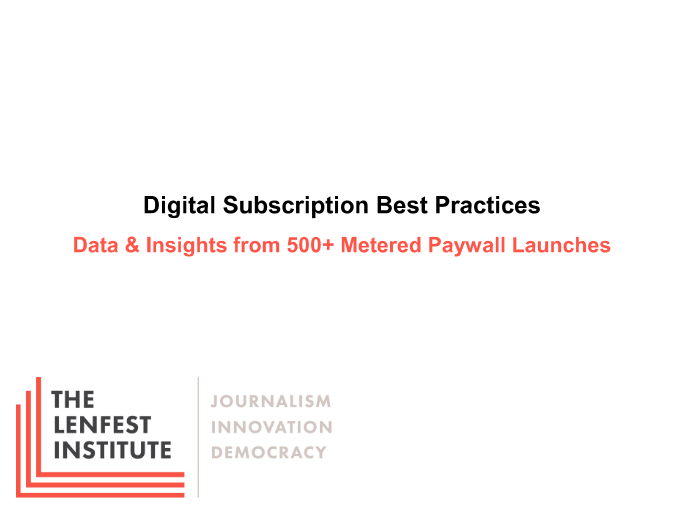 Digital Subscription Best Practices