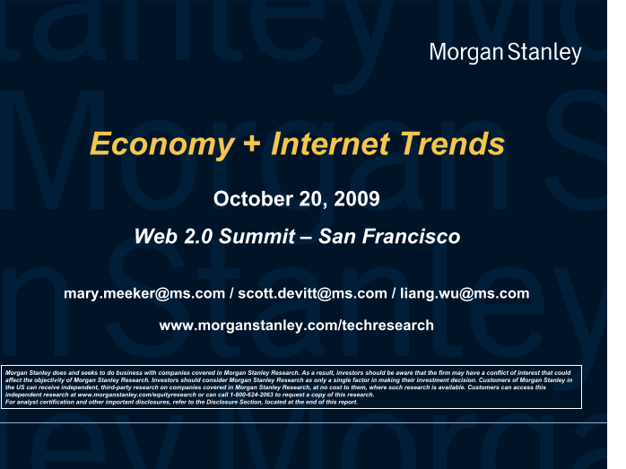 Economy + Internet Trends, October 20, 2009