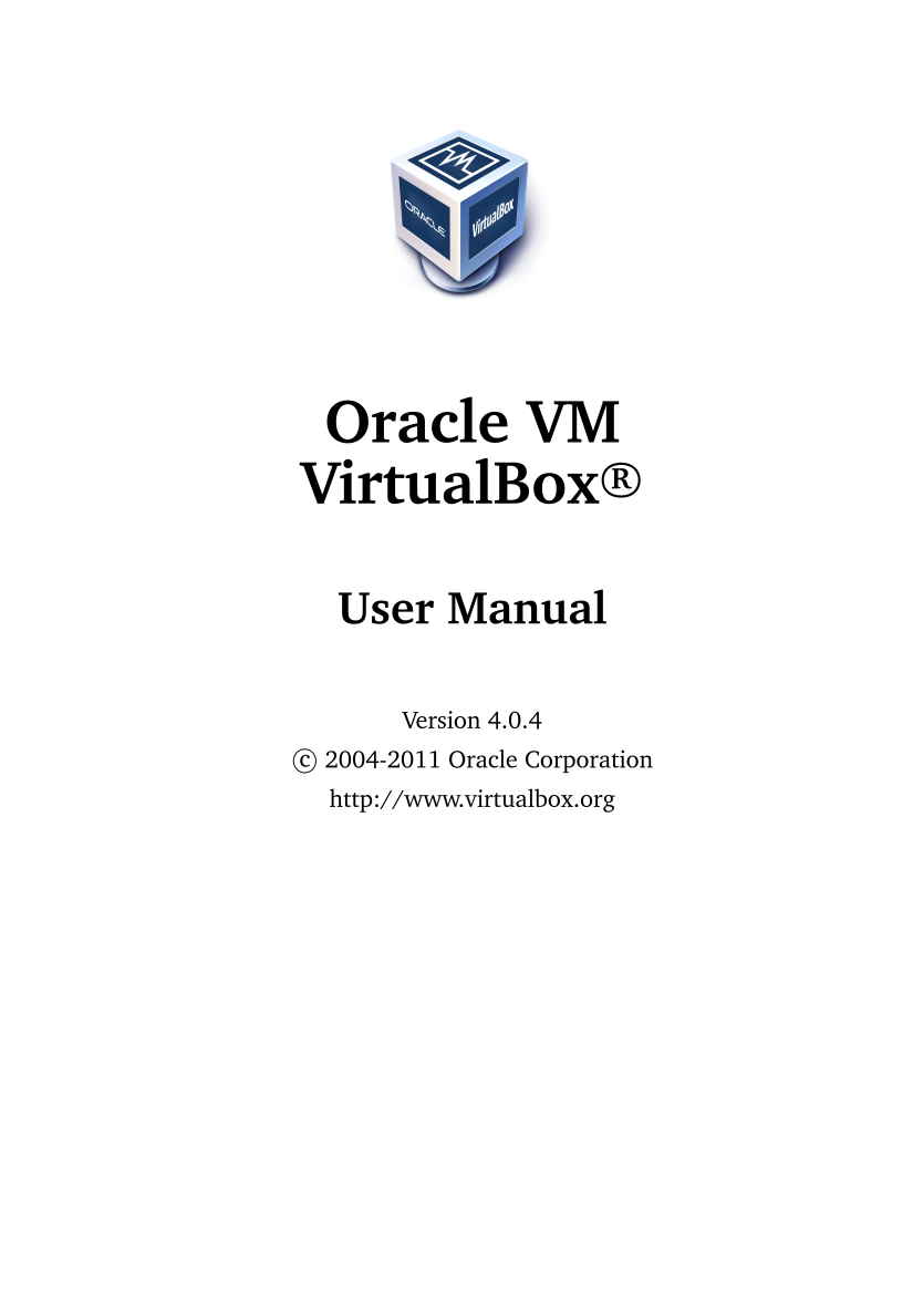 Oracle VM VirtualBox User Manual page